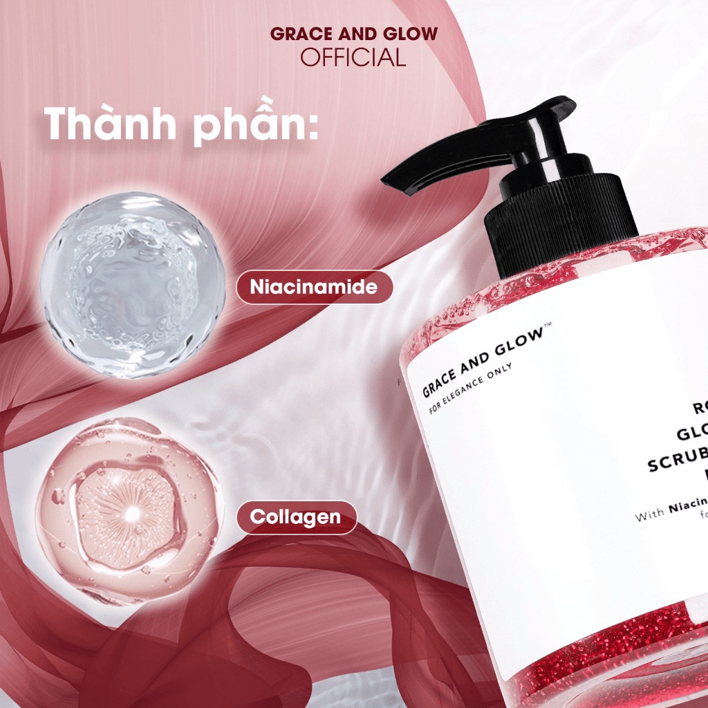Sữa tắm scrub tẩy da chết Grace and Glow Rouge 540 Scrub Solution body wash
