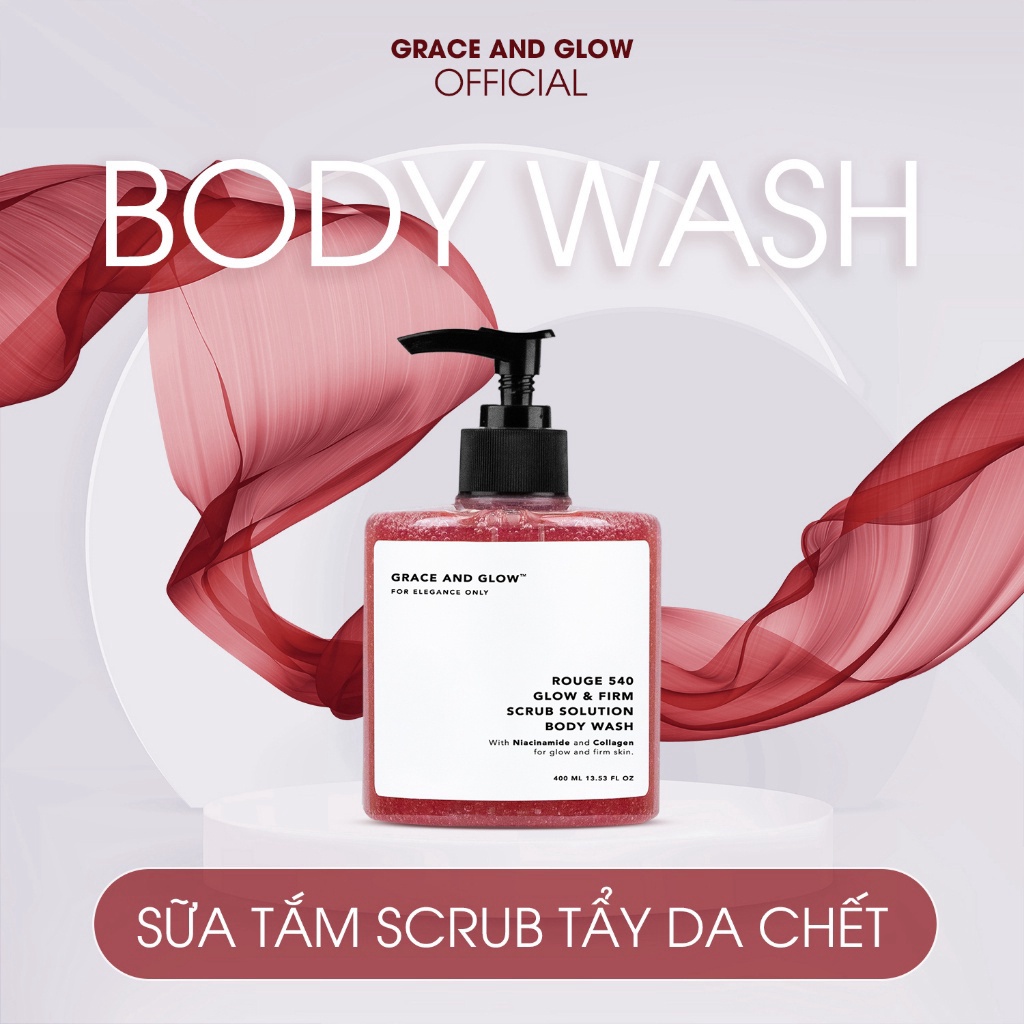 Sữa tắm scrub tẩy da chết Grace and Glow Rouge 540 Scrub Solution body wash