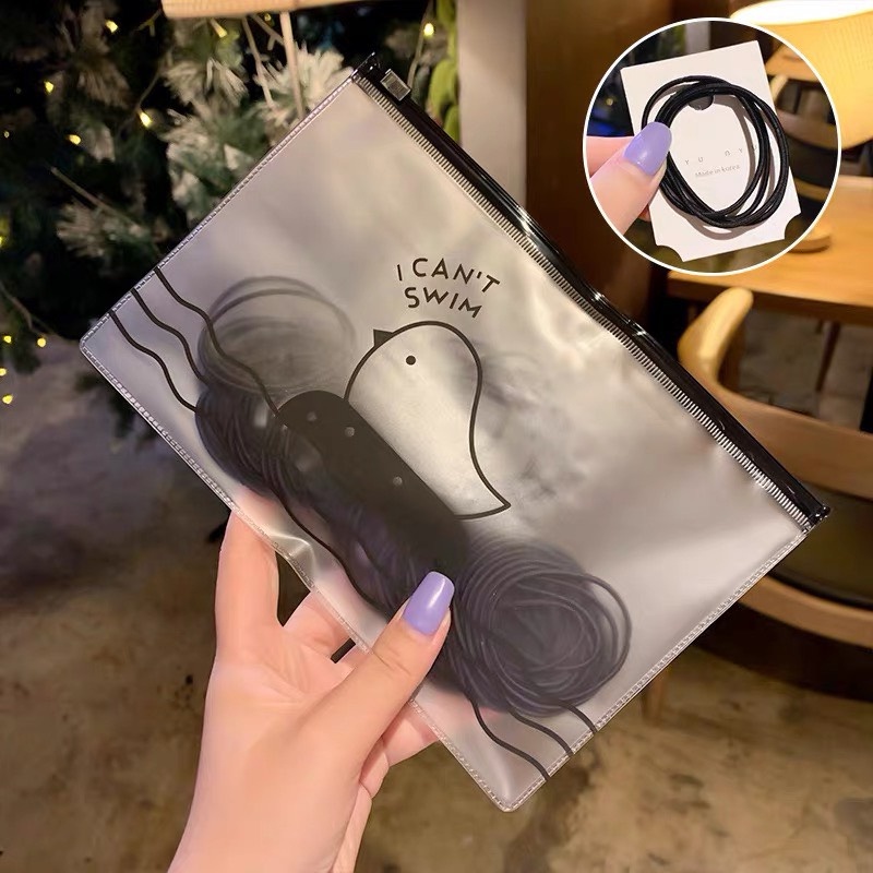 Dây chun buộc tóc trơn SET 100 cái, túi zip