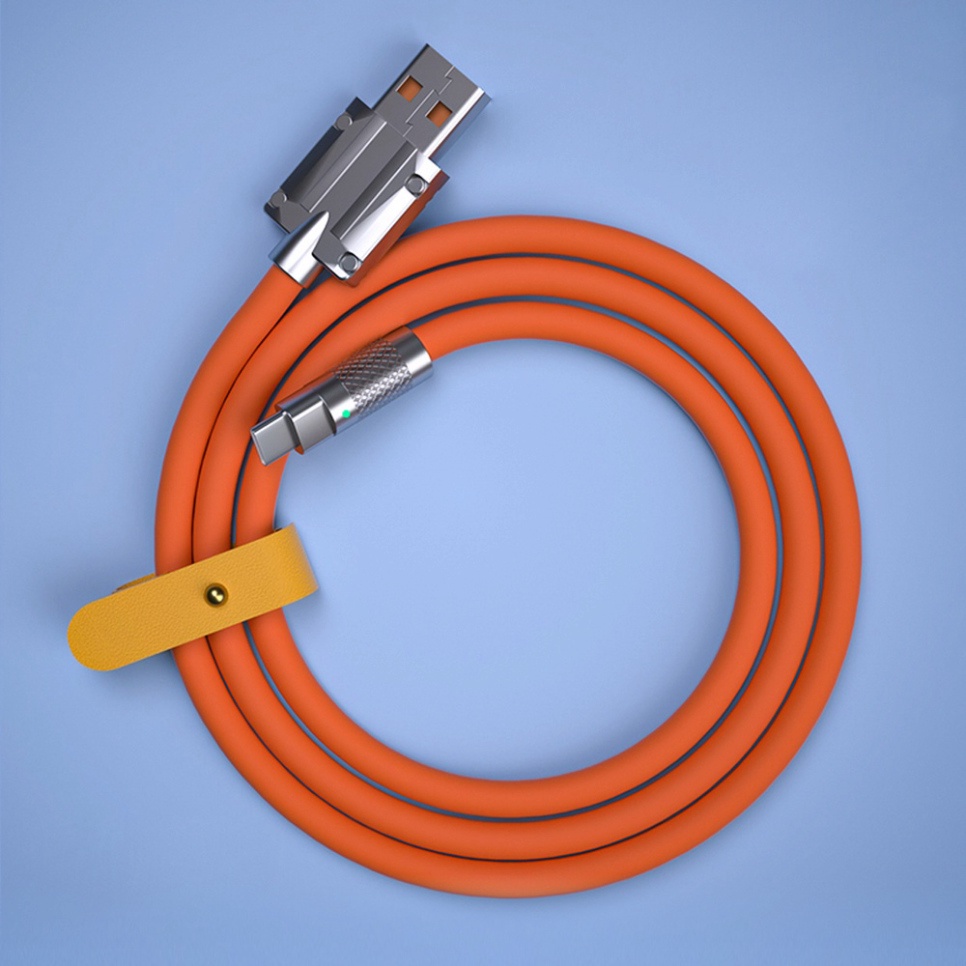 Dây cáp sạc nhanh 120W Béo bằng hợp kim kẽm silicon công micro USB type c cho Phone Android cáp sạc báo đèn