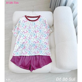 Bộ Đùi Cổ Tròn Lụa Latin A128 - Đồ Bộ Suli