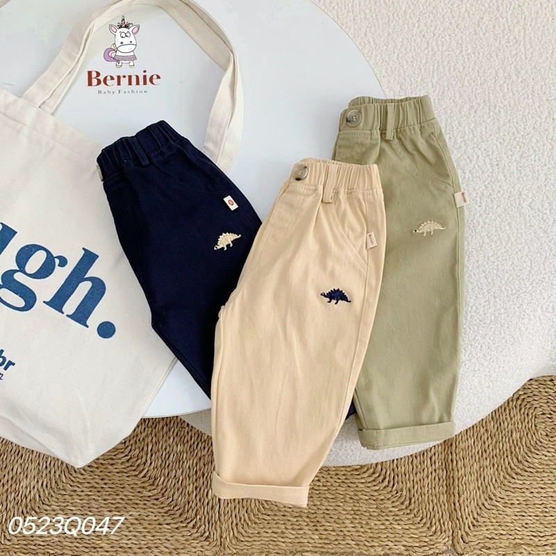 Quần dài bé trai thêu khủng long Bernie - Quần kaki bé trai đi chơi đi học cho bé từ 9-23kg- 0523Q047