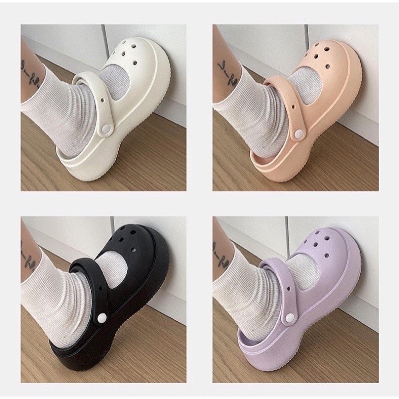 Pass Dép cross sục nữ đế cao 5cm kiểu mary jane quai hậu new 100% size 39/40 màu trắng kem siêu xinh, siêu