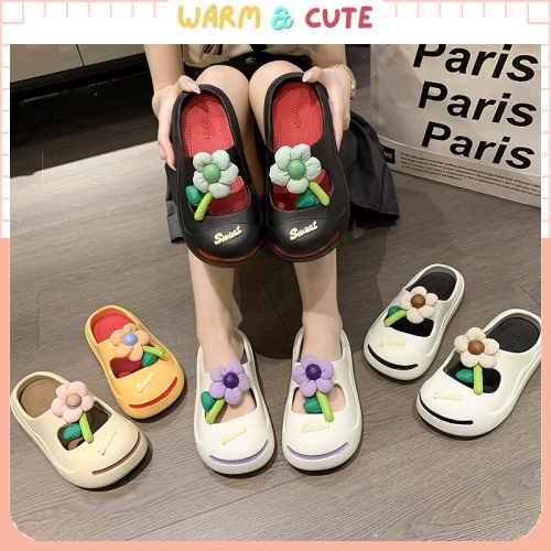 Dép Bít Mũi Mùa Hè Hình Bông Hoa Có Lỗ Thoáng Khí In Họa Tiết Hoa Thời Trang Mùa Hè Cho Nữ A163 Warm&Cute