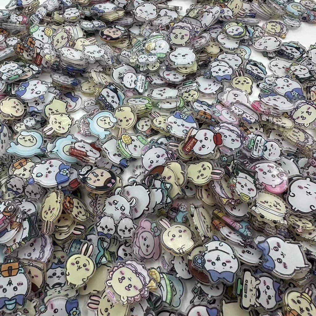 Bộ 5 Miếng Dán Hai Lớp Bằng Acrylic Trong Suốt Họa Tiết Hoạt Hình chiikawa Merchandise DIY