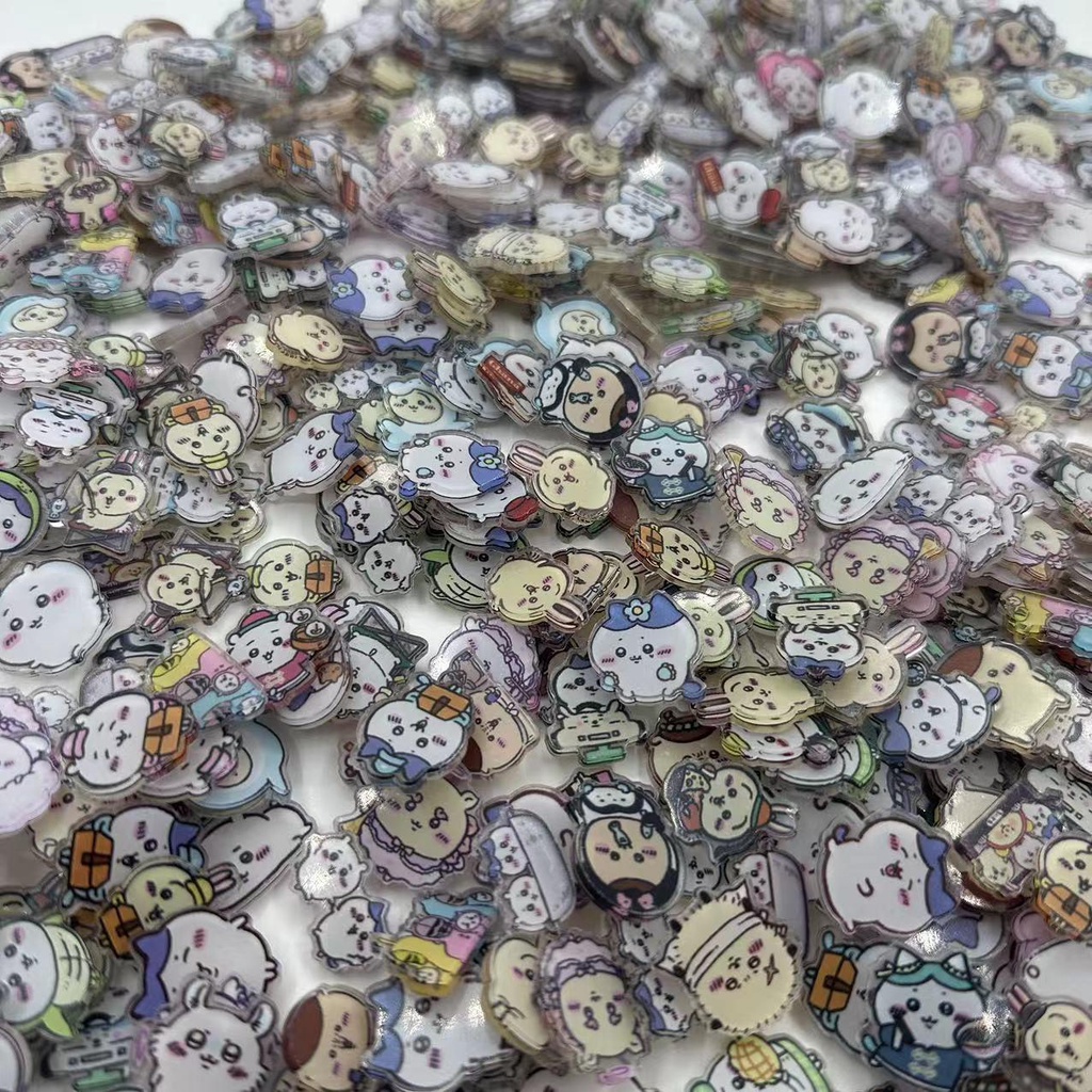 Bộ 5 Miếng Dán Hai Lớp Bằng Acrylic Trong Suốt Họa Tiết Hoạt Hình chiikawa Merchandise DIY