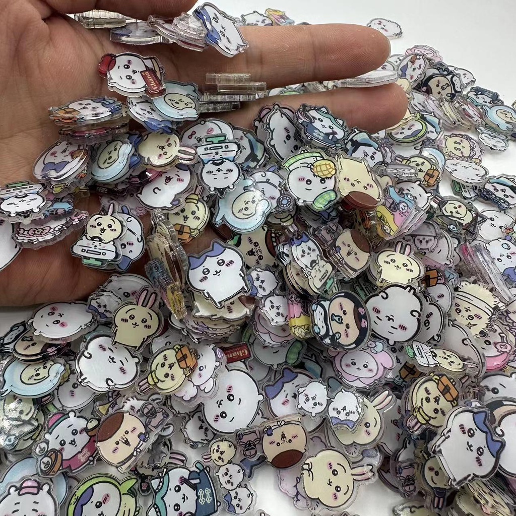 Bộ 5 Miếng Dán Hai Lớp Bằng Acrylic Trong Suốt Họa Tiết Hoạt Hình chiikawa Merchandise DIY