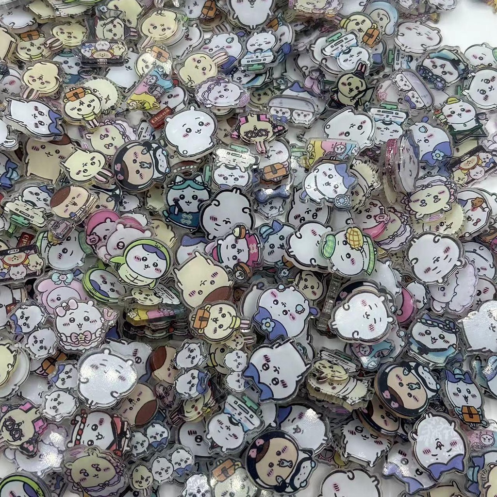 Bộ 5 Miếng Dán Hai Lớp Bằng Acrylic Trong Suốt Họa Tiết Hoạt Hình chiikawa Merchandise DIY