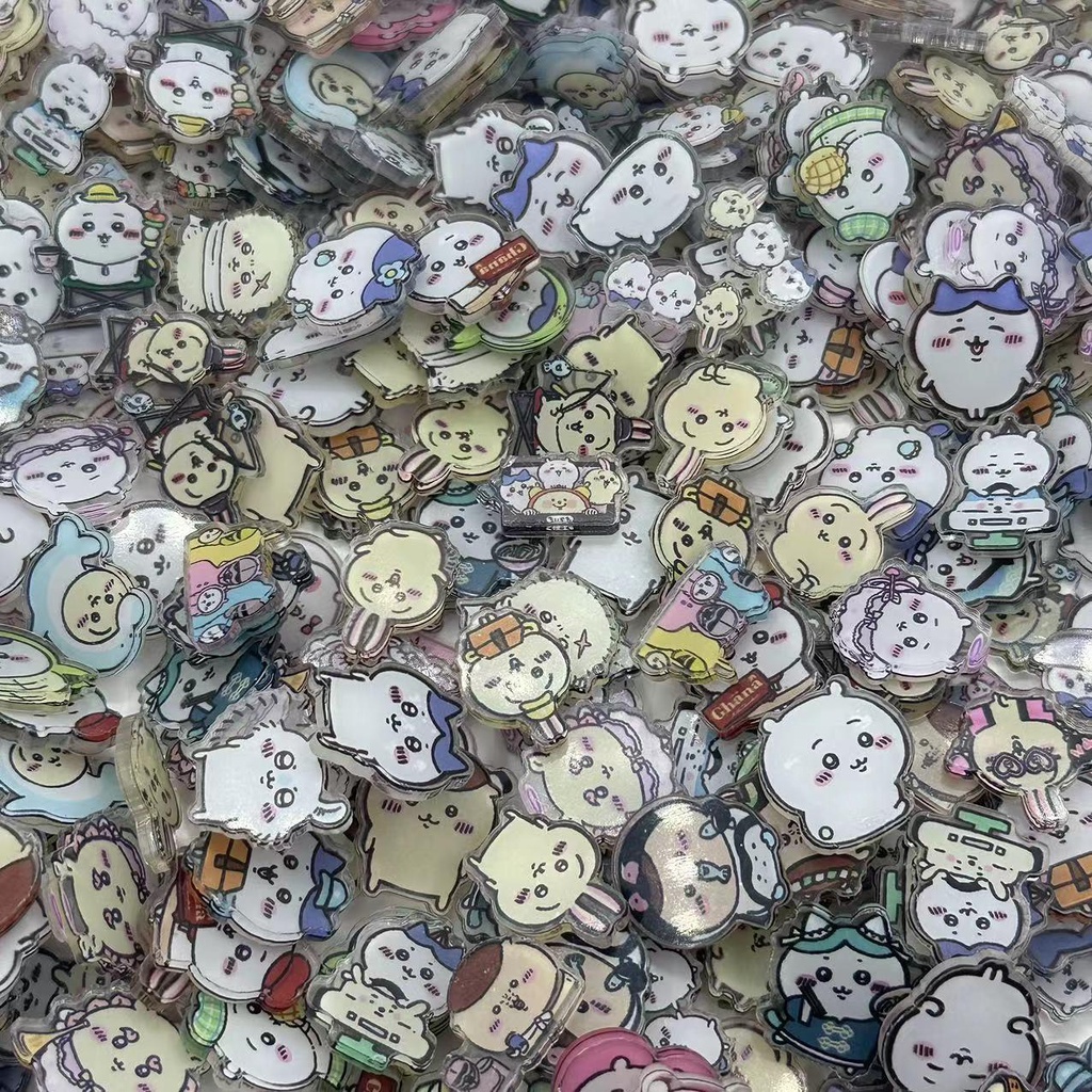 Bộ 5 Miếng Dán Hai Lớp Bằng Acrylic Trong Suốt Họa Tiết Hoạt Hình chiikawa Merchandise DIY