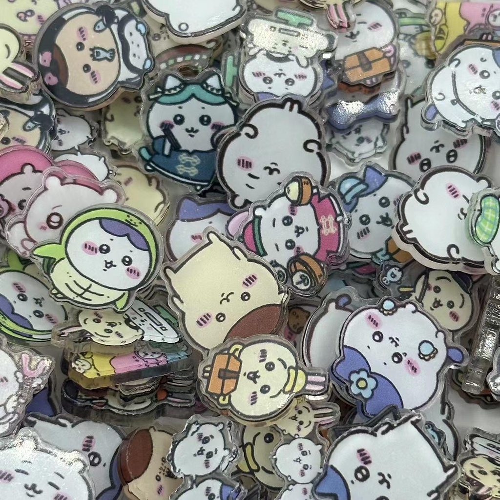 Bộ 5 Miếng Dán Hai Lớp Bằng Acrylic Trong Suốt Họa Tiết Hoạt Hình chiikawa Merchandise DIY