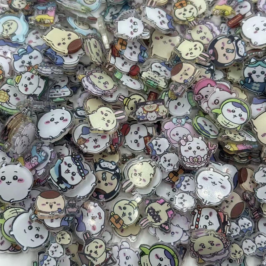 Bộ 5 Miếng Dán Hai Lớp Bằng Acrylic Trong Suốt Họa Tiết Hoạt Hình chiikawa Merchandise DIY