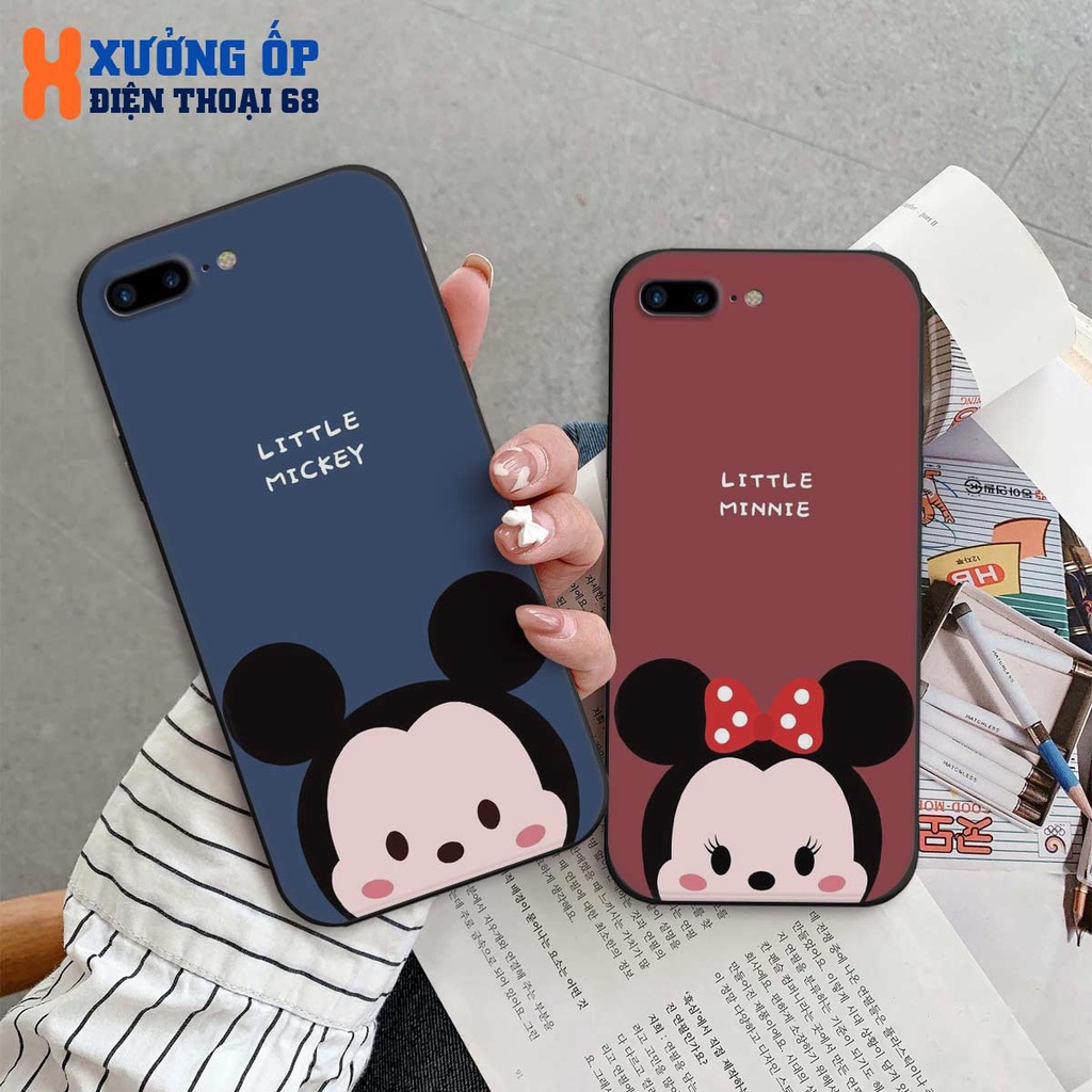 Ốp cạnh vuông iPhone 5 5s 6 6s 7 7p 8 8p TPU mềm dẻo hình ốp đôi mickey minnie