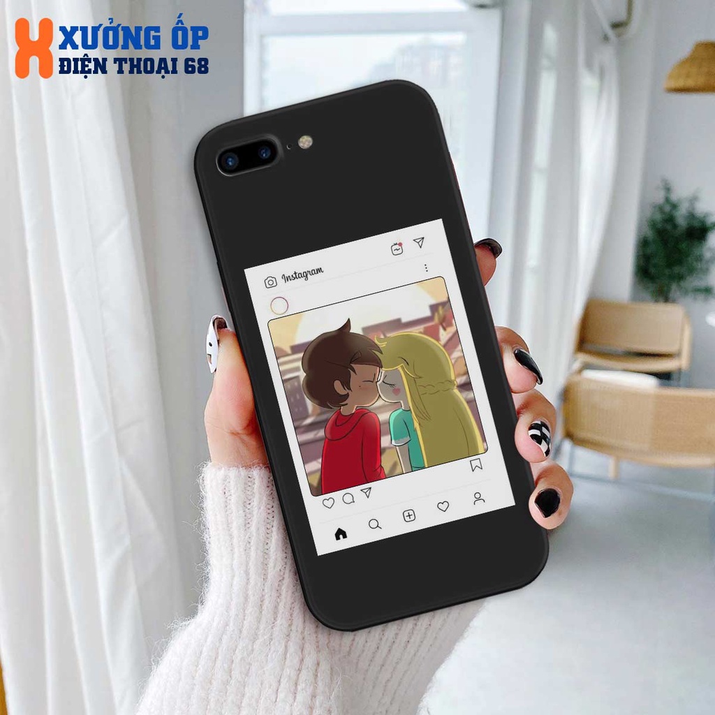 Ốp cạnh vuông iPhone 5 5s 6 6s 7 7p 8 8p TPU mềm dẻo hình khung ảnh tình nhân