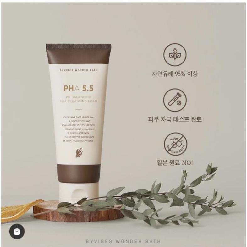 Sữa rửa mặt Byvibes Wonder Bath PHA 5.5 tạo bọt dịu nhẹ - phù hợp ngay cả da nhạy cảm 130ml