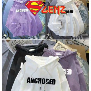 Áo hoodie dây rút mũ in chữ anchored supergenz