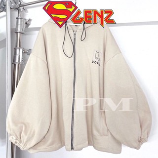 Áo khoác nỉ khoá logo mèo in trước sau SUPERGENZ