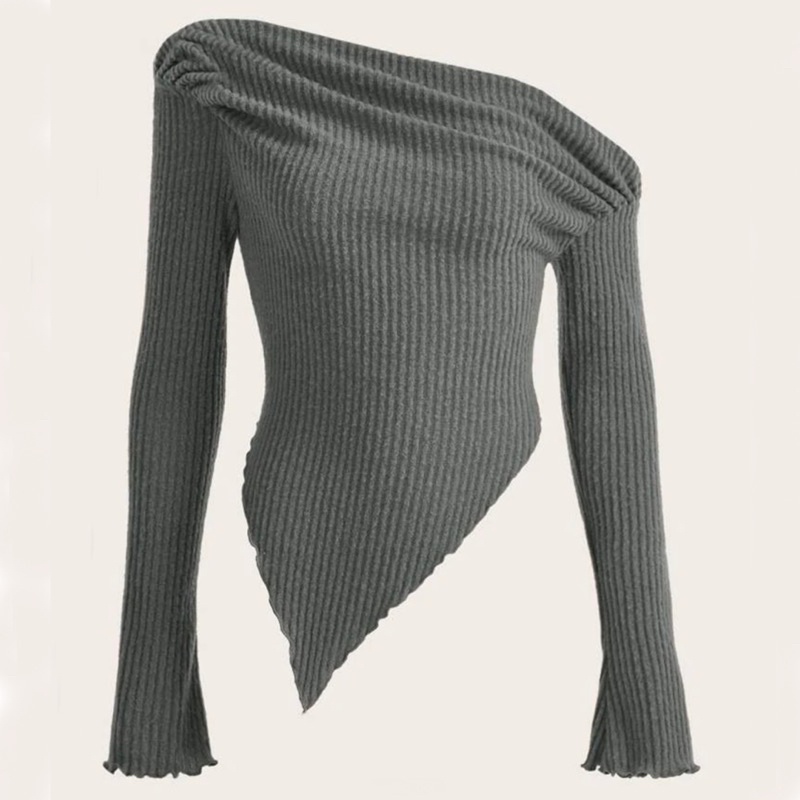 Áo Trễ Vai Dài Tay Ôm Eo Giấu Bụng