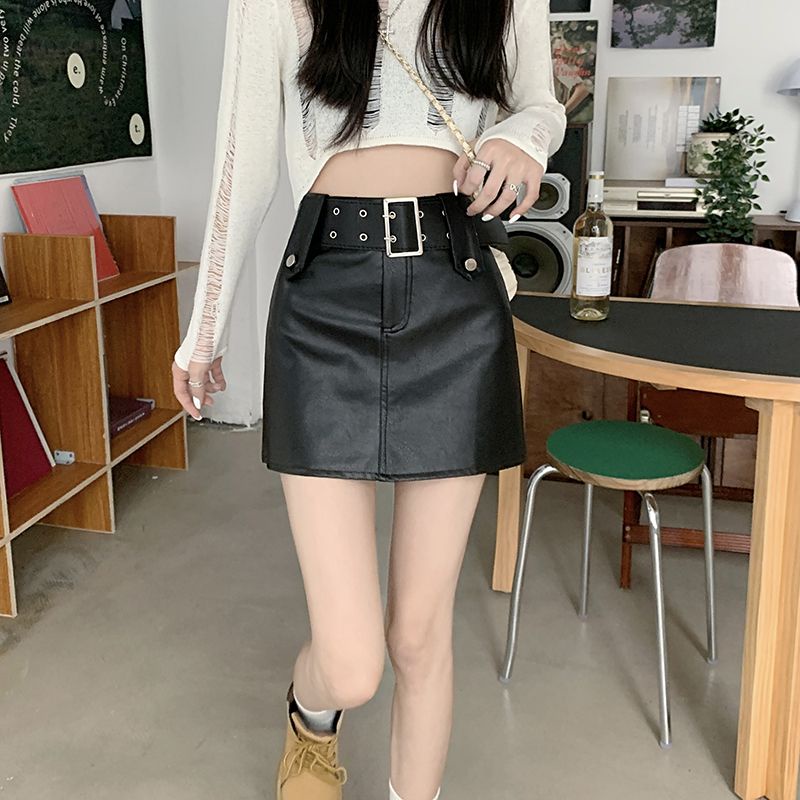 Jiashucheng Chân Váy Chữ a Bằng Da pu Thời Trang Thu Đông Cho Nữ