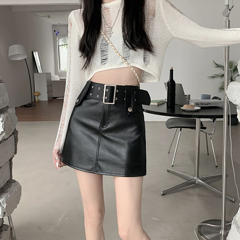 Jiashucheng Chân Váy Chữ a Bằng Da pu Thời Trang Thu Đông Cho Nữ