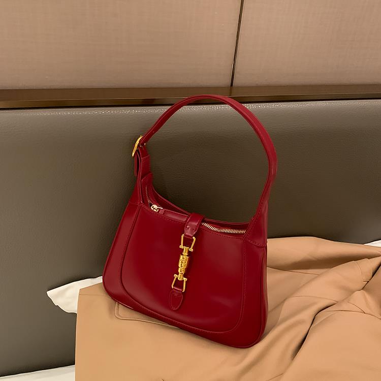 Túi Xách Đeo Vai / Kẹp Nách Màu Đỏ Phong Cách Thời Trang Pháp 2023 Dành Cho Nữ
