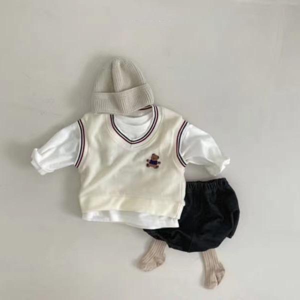 Áo Ghile Nỉ Cotton Gấu Thêu Cho Bé