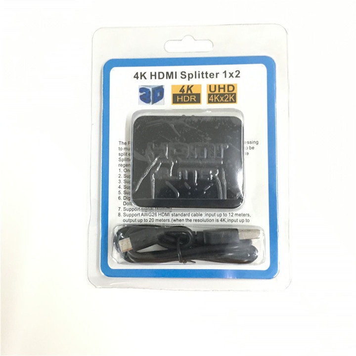 Bộ khuếch đại tín hiệu HDMI 1 ngõ vào 2 ngõ ra 4k 1080P HDMI 1.4 3D, giúp hình ảnh ra đồng thời 2 màn hình/tivi