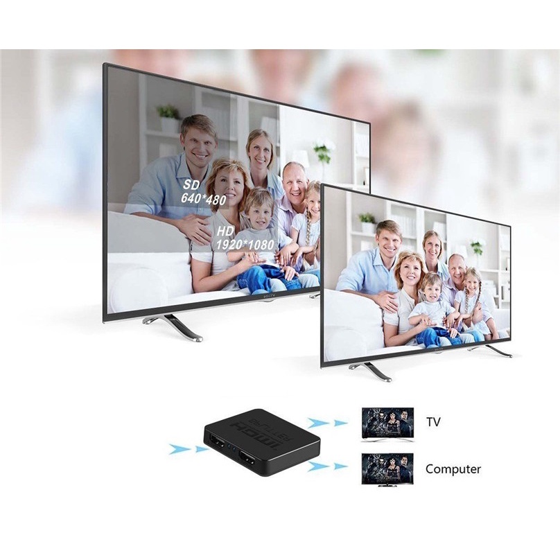 Bộ khuếch đại tín hiệu HDMI 1 ngõ vào 2 ngõ ra 4k 1080P HDMI 1.4 3D, giúp hình ảnh ra đồng thời 2 màn hình/tivi