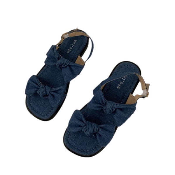 Sandal Denim Hở Ngón Đế Bằng Thiết Kế Mới Thời Trang Dành Cho Nữ