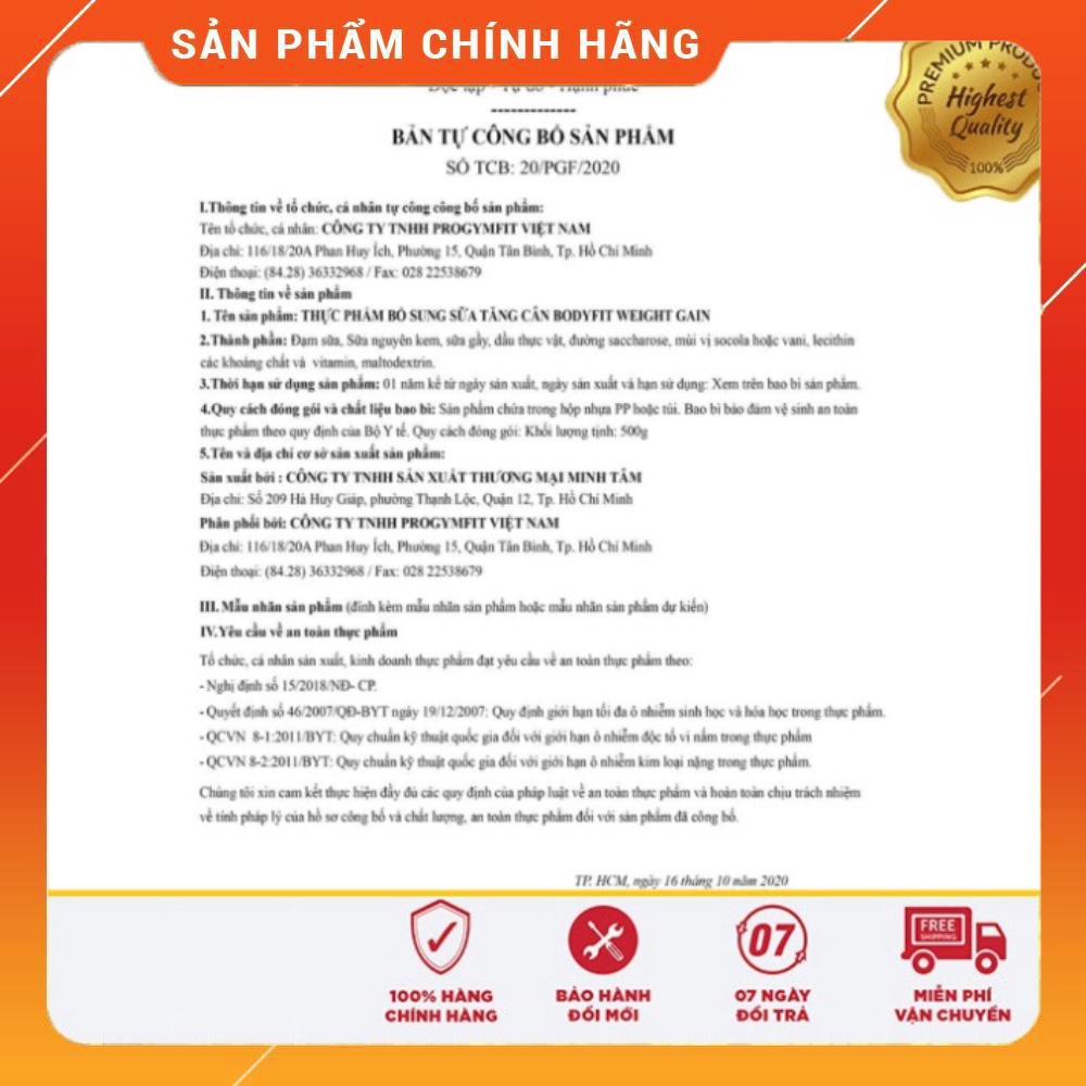 Combo 2 Túi Sữa Tăng Cân Cho Người Gầy BodyFit - Weight Gain + Tặng bình lắc