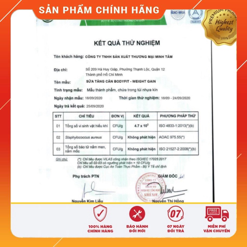 Combo 2 Túi Sữa Tăng Cân Cho Người Gầy BodyFit - Weight Gain + Tặng bình lắc