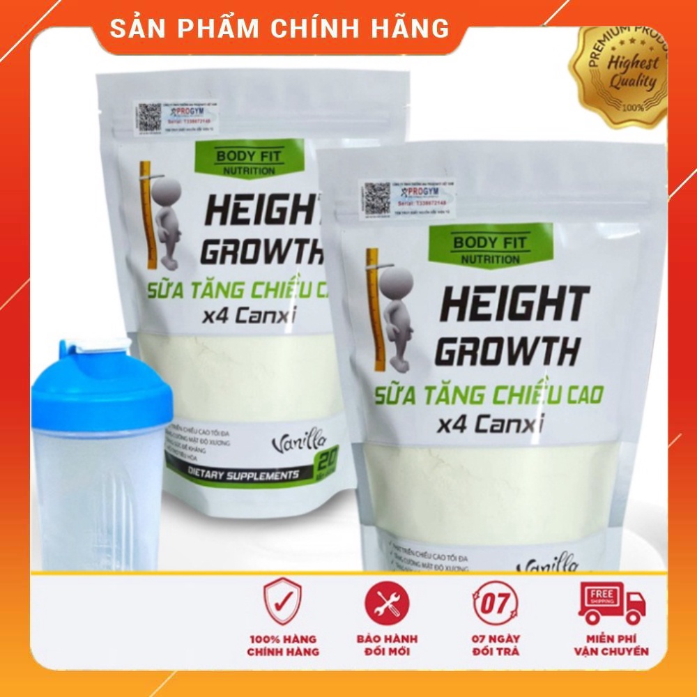 Combo 2 Túi Sữa Tăng Chiều Cao Gấp 4 Lần Canxi HEIGHT GROWTH - Tặng bình lắc