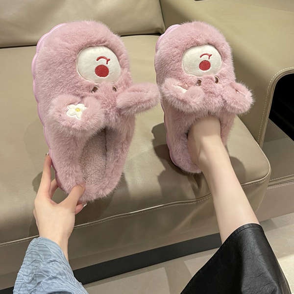 2023 mùa thu phong cách mới gấu dâu dày-chốt dép bông