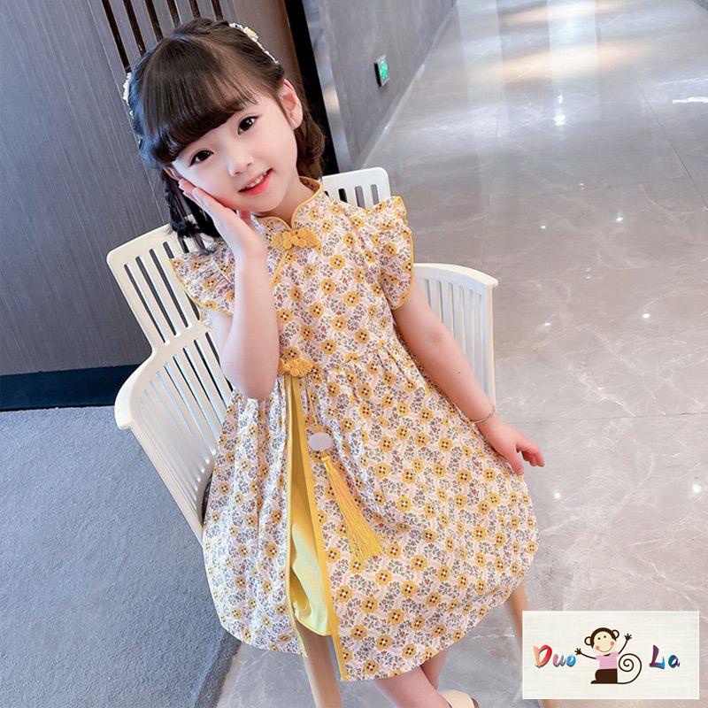 Đầm Sườn Xám Thời Trang Mùa Hè 2023 Phong Cách Mới Cho Bé Gái