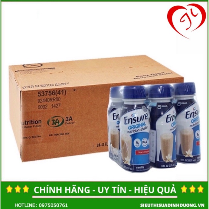 [CHÍNH HÃNG] Thùng 24 chai Sữa Ensure nước Original Vani 237ml