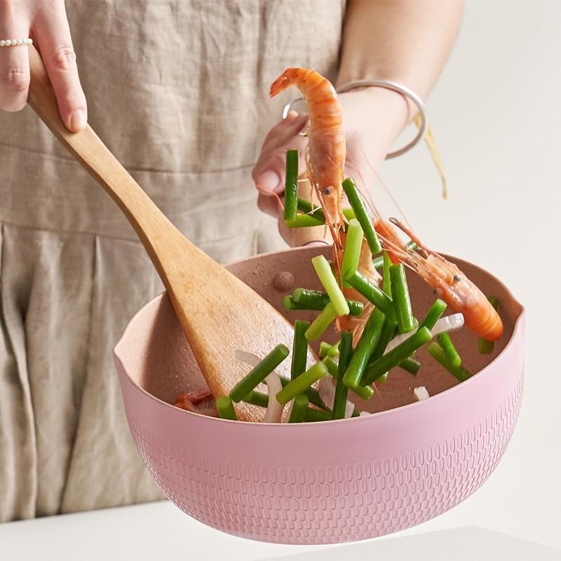 Chảo đá tình yêu chia 4 ngăn chống dính cán gỗ dùng cho bếp từ,ga,hồng ngoại - Lapis Decor