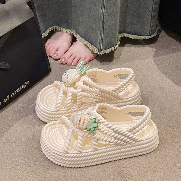 Giày Xăng Đan Đế Dày Thời Trang Đi Biển Mùa Hè Dễ Thương Cho Nữ