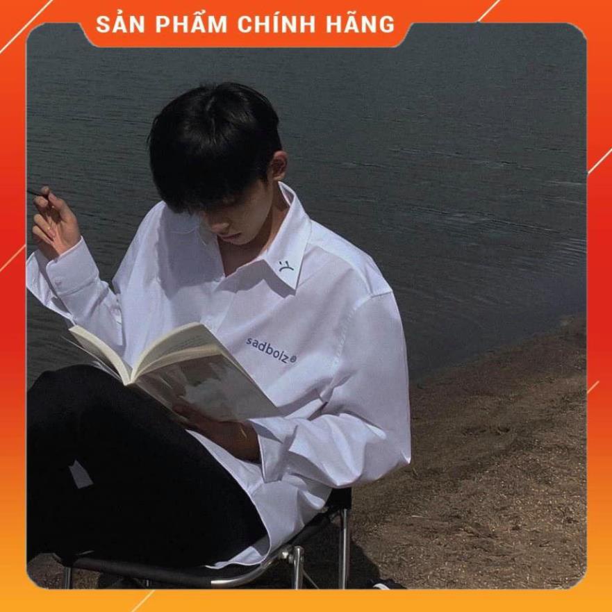 Áo sơ mi tay dài SADBOIZ Sad Signature Oversized WHITE freeship unisex