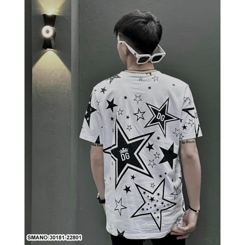 Áo phông nam nữ Premium in hình ngôi sao Dolce DG vàng đen quanh áo. Áo Thun Nam Nữ In Hình Ngôi Sao Siêu Hot