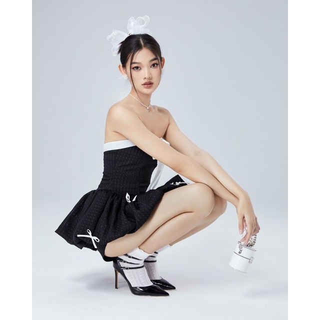 MINNIE SET - Set áo tùng bí đính nơ phối cùng quần short.