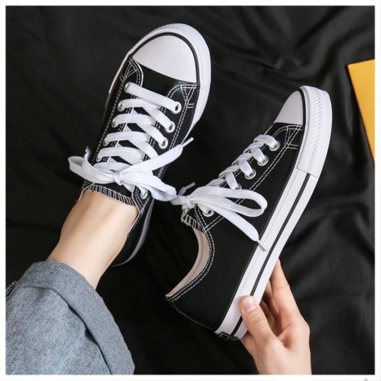 Giày sneaker nữ chất vải canvas cổ thấp nhiều màu kiểu dáng cơ bản đẹp đế cao 2cm G001