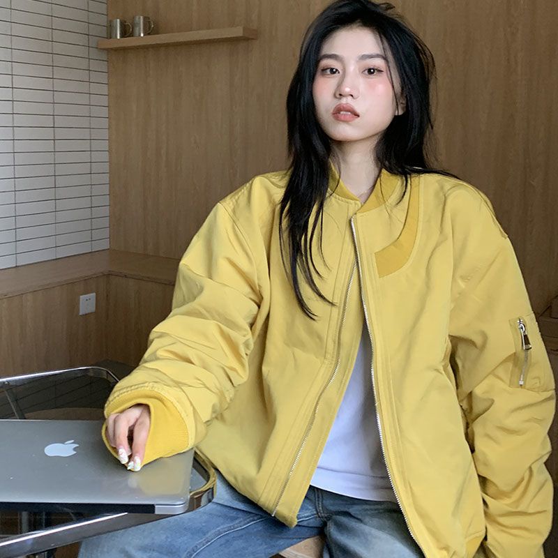 Jiashucheng Áo Khoác Bóng Chày Dáng Rộng Kết Cấu Cao Cấp Phong Cách Mỹ Thời Trang Unisex Xuân Thu
