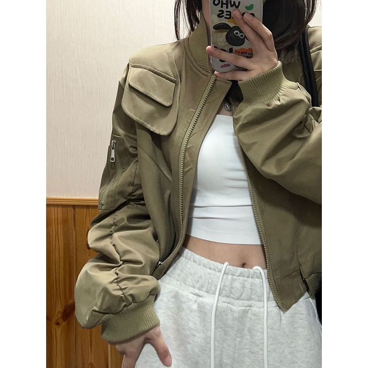 Jiashucheng Áo Khoác Cardigan Tay Dài Dáng Rộng Phong Cách Retro Mỹ Dễ Phối Đồ Thời Trang Mùa Xuân Mới Cho Nữ