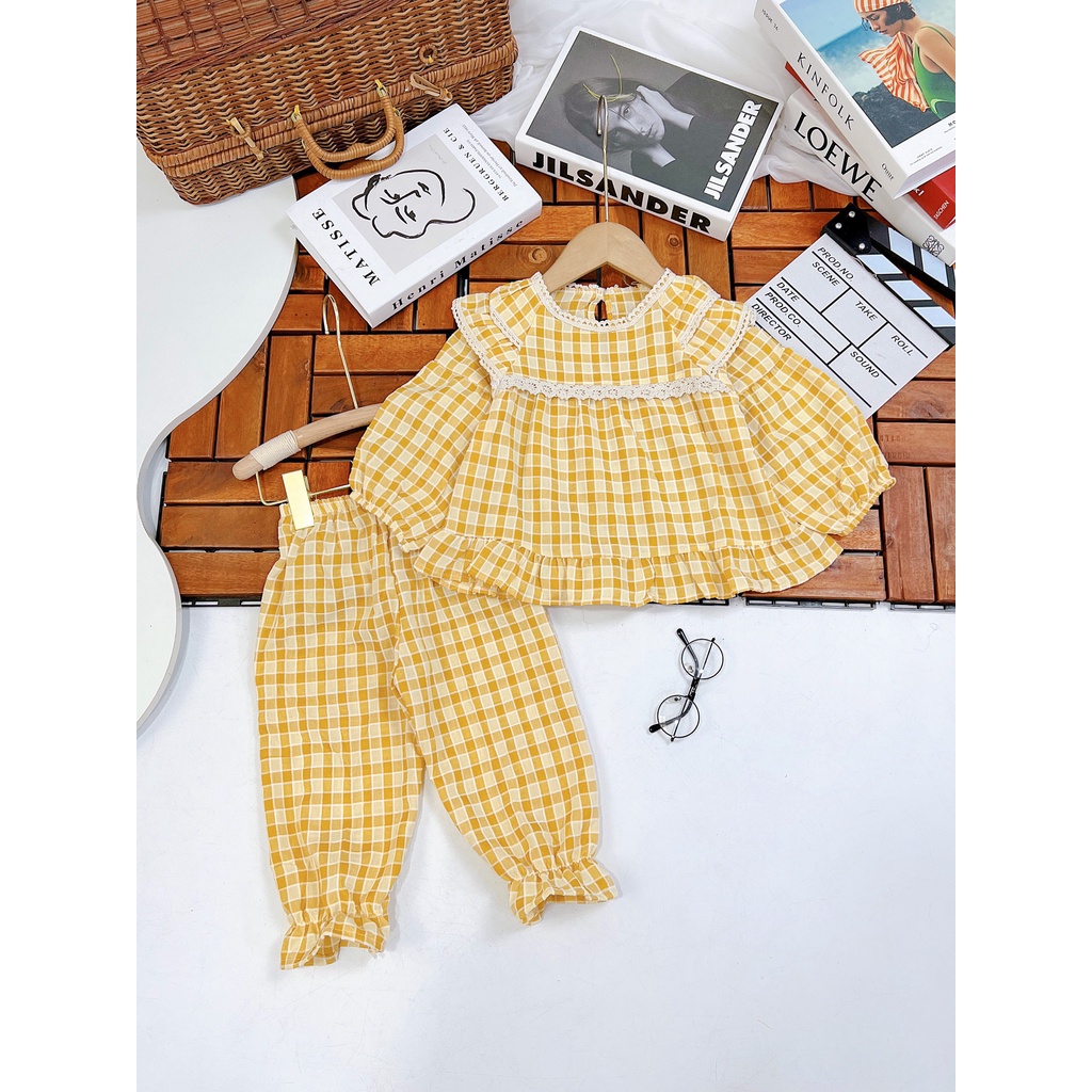 Bộ đồ bé gái lững tay bánh bèo cho bé yêu từ 8-20kg