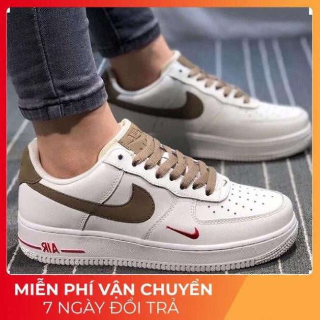 Giày thể thao AF1 TRẮNG VẠCH NÂU hot trend nam nữ, Giày FORCE 1 TRẮNG NÂU dùng đi học,tập gym,chạy bộ