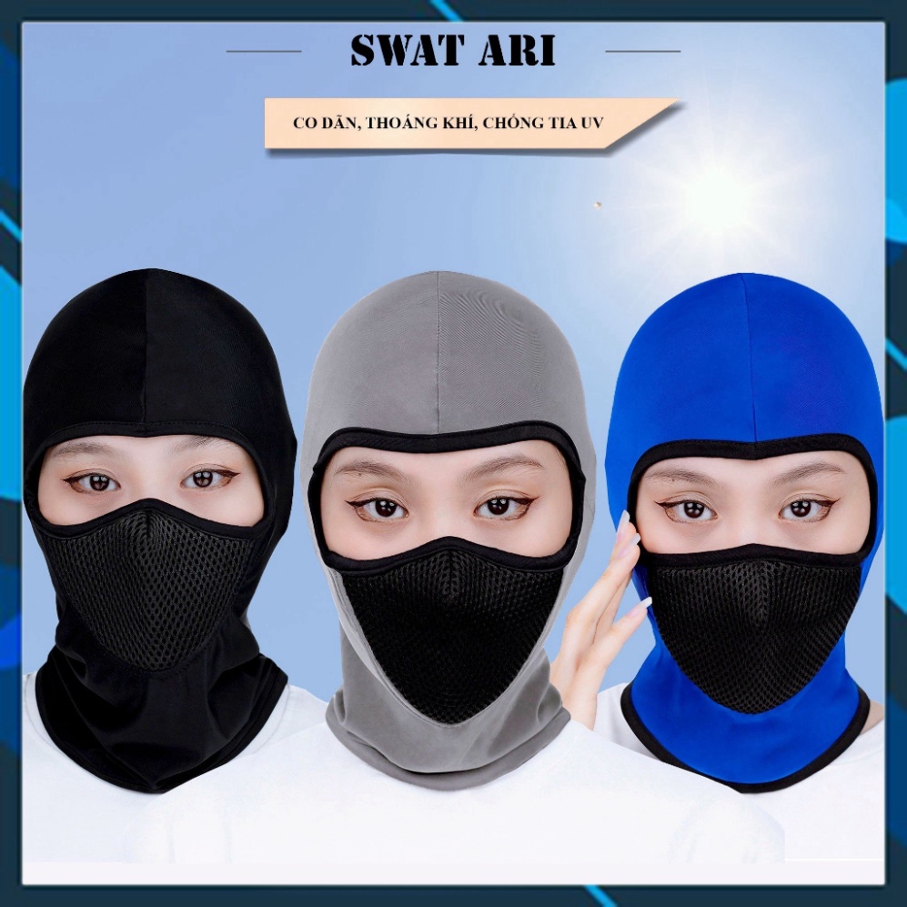 KHO HCM - Khăn trùm đầu ninja, khẩu trang chống nắng fullface SWAT đi phượt đội nón bảo hiểm, thoáng mát, che gió, che b