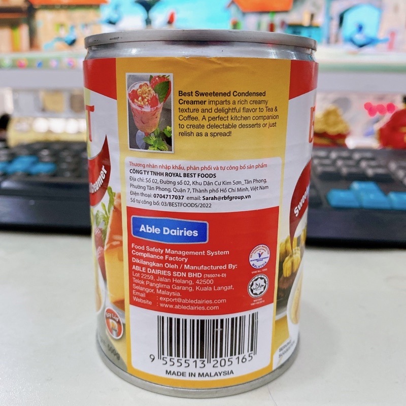 HỘP 500gr SỮA ĐẶC BEST ABLE FARM MALAYSIA