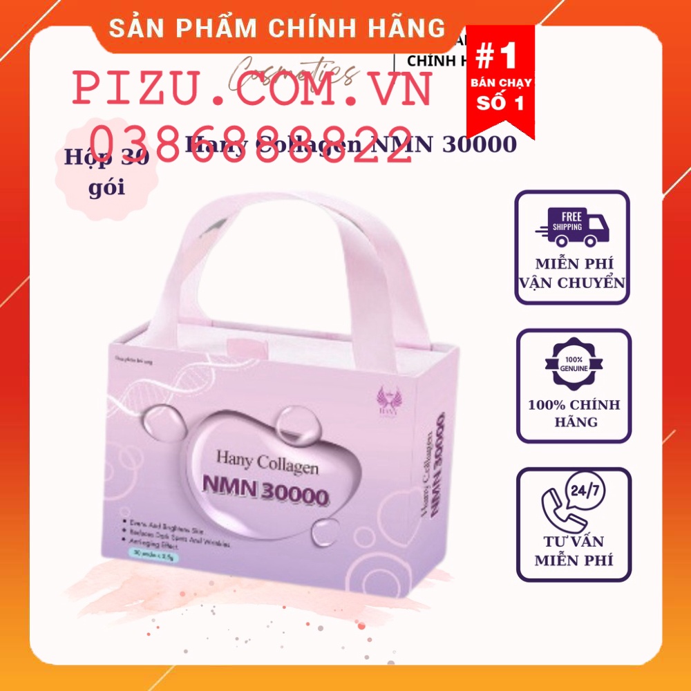 Hany Collagen NMN 30000 hộp 30 gói giúp mờ nám, trắng da, cải thiện nội tiết, chống oxy hóa da