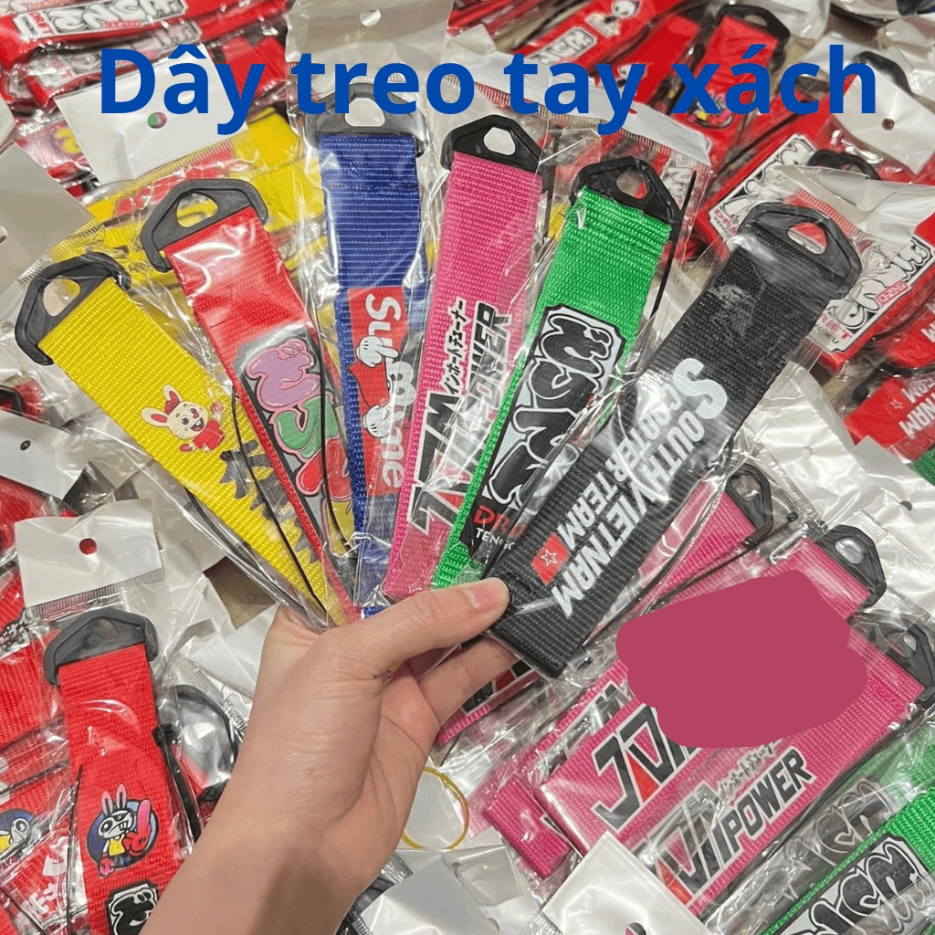 Dây móc kéo cho xe hơi xe máy xe đạp trang trí xe các mẫu hót nhất hiện nay màu sắc đa dạng hàng dày dặn 2 mặt đều in