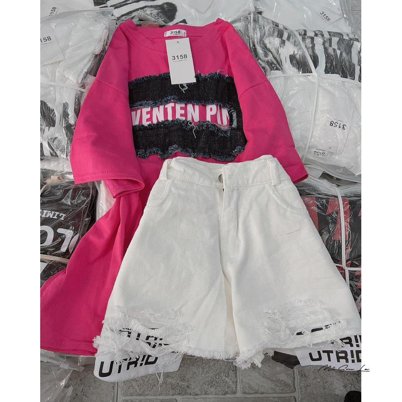 Set thun mix quần soc rách