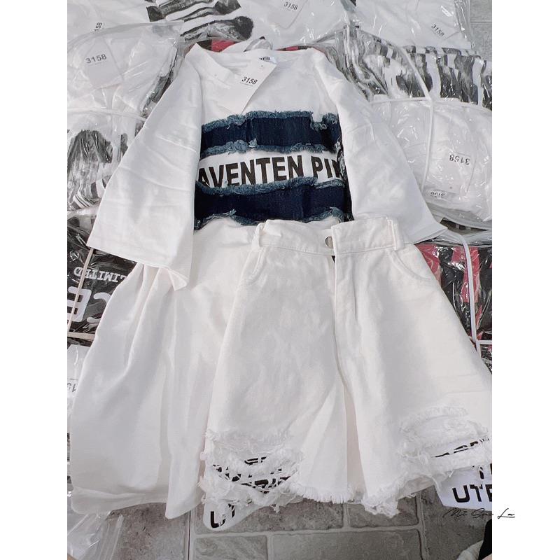 Set thun mix quần soc rách